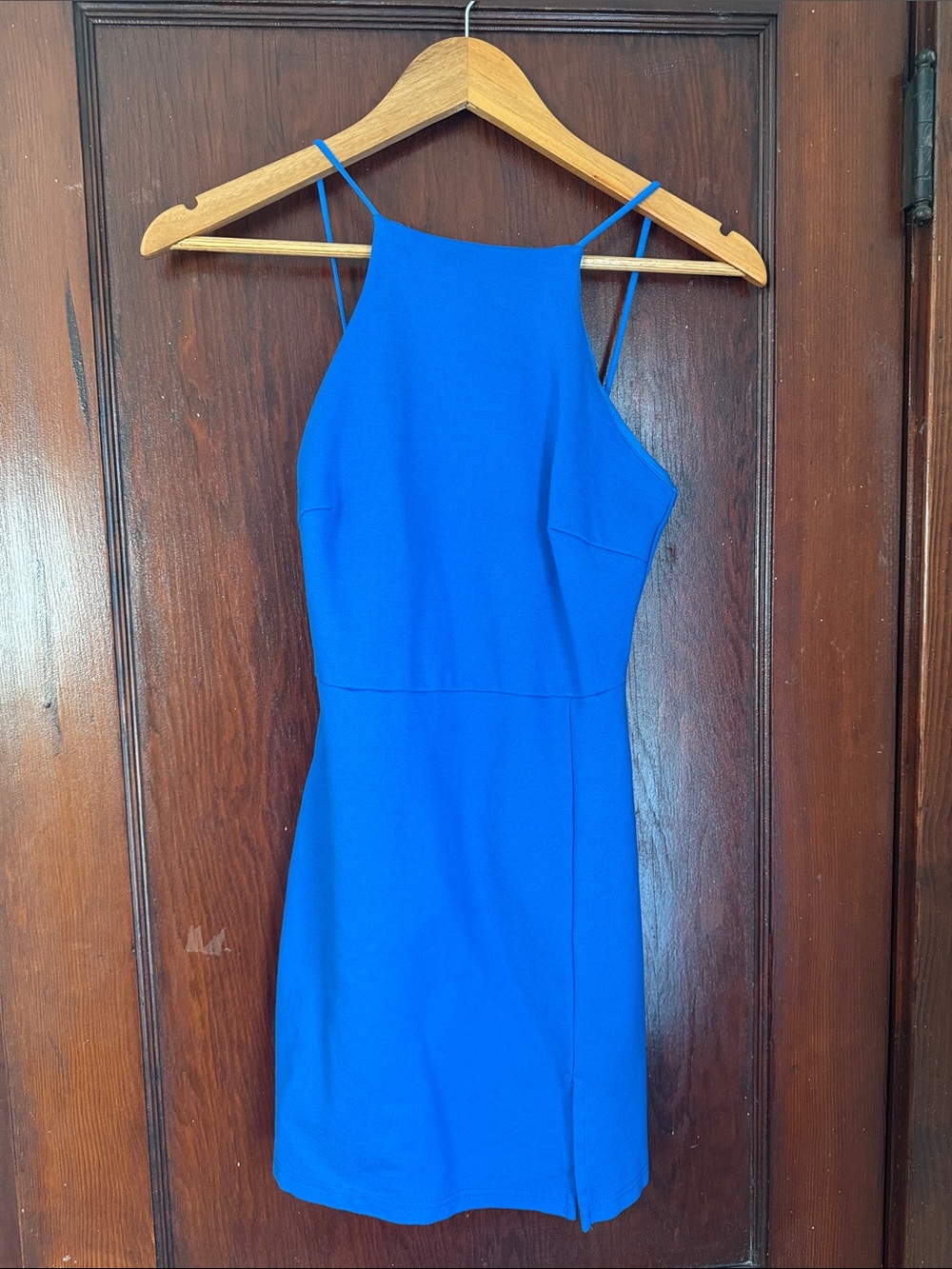 Stradivarius Cobalt Blue Halter Mini Dress